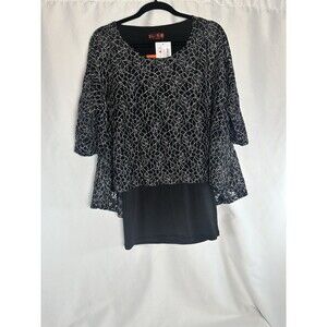 ISLE by Melis Kozan Women’s Blouse Top Black And Silver Lace XS Designer